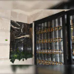golden black marble on facade