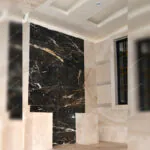 golden black marble facade