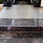 golden black marble stone on stairs