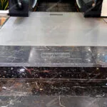 golden black marble stone on stairs