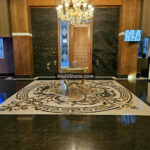 spider marble in floor and combination with marquetry
