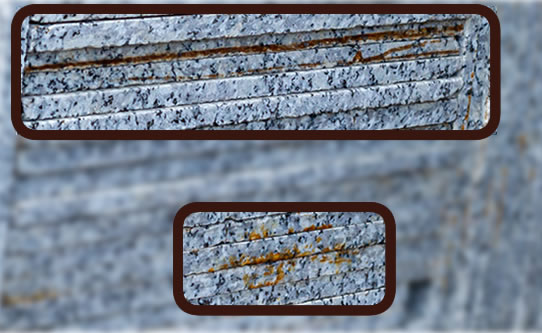 rusty in granite - iron oxidation