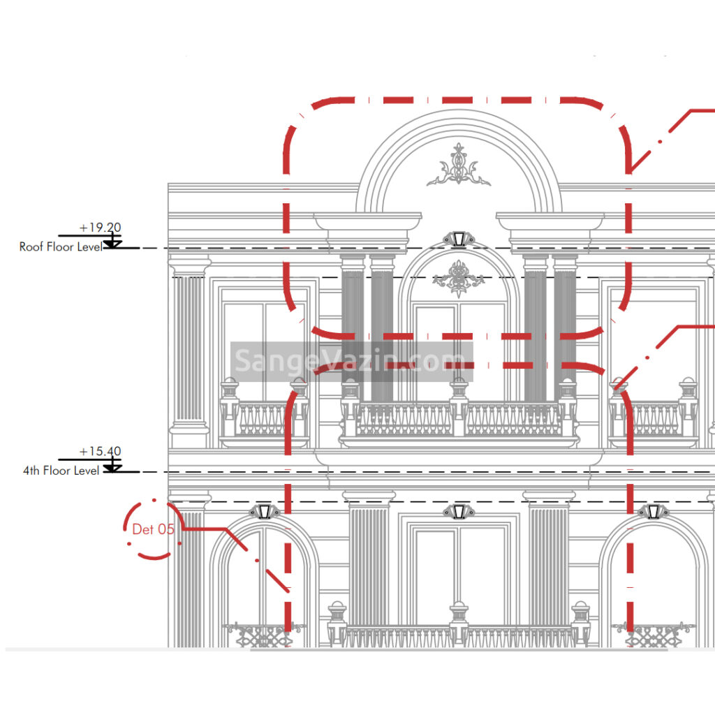 autocad facade building cornice stone