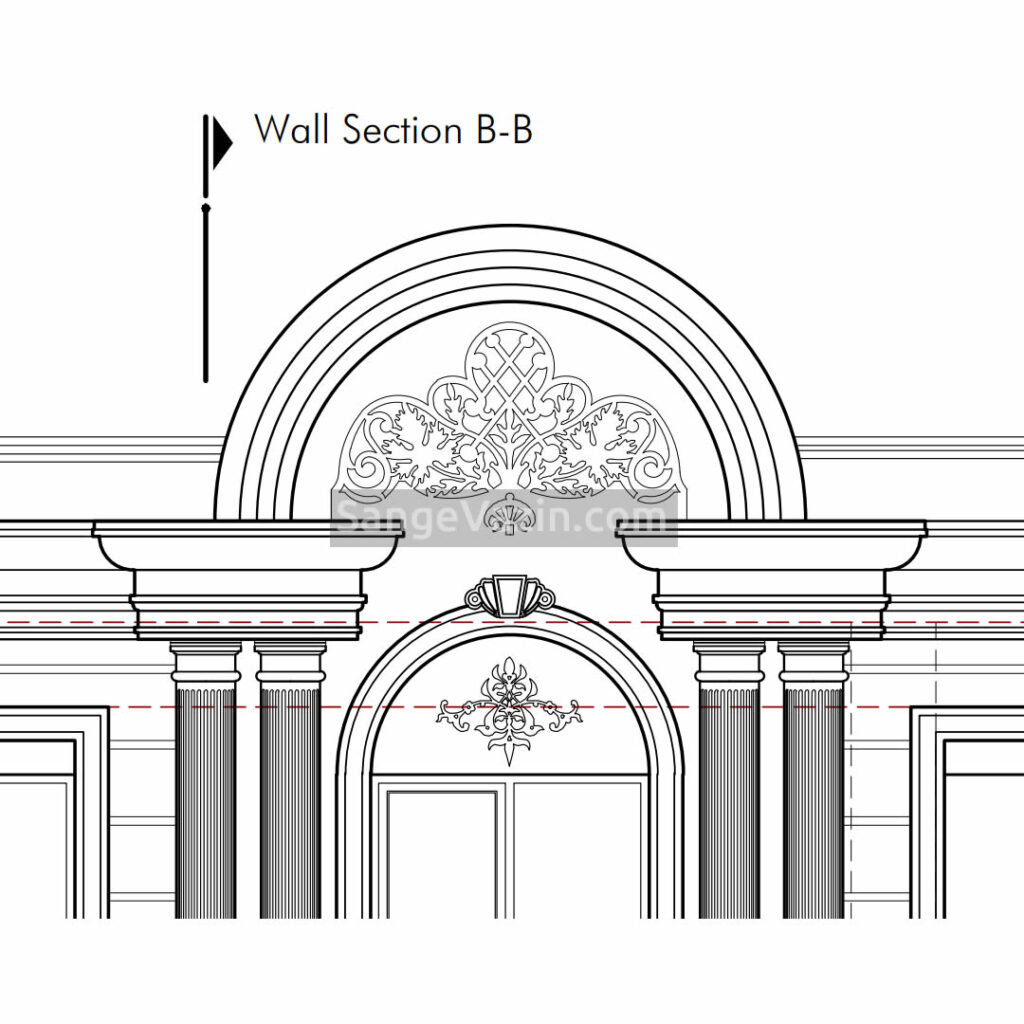 cornice stone in classic building autocad map