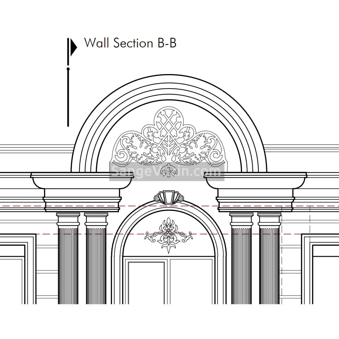 cornice stone in classic building autocad map