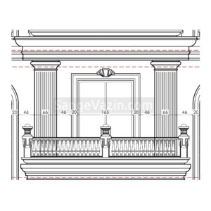 columns and bands of cornice in building auto cad map