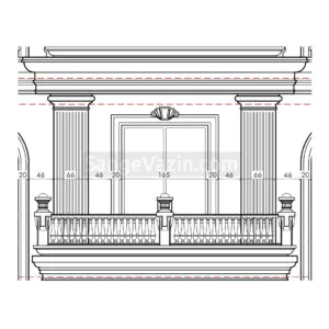 columns and bands of cornice in building auto cad map