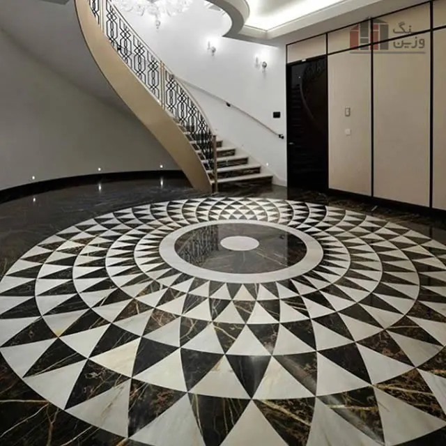 black and white stone inlay
