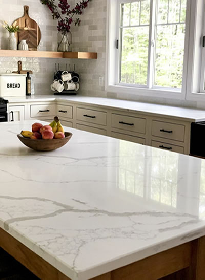 white marble countertop