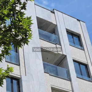 crystal white stone in facade building - close view