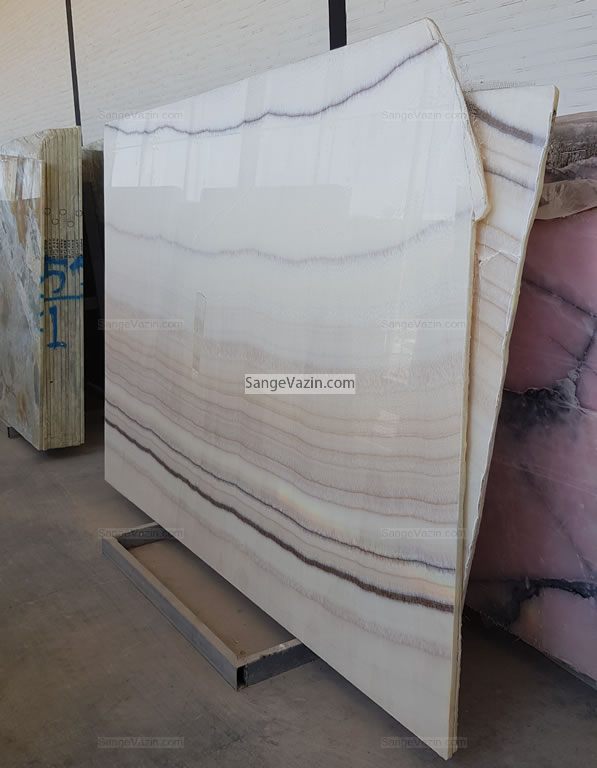 White and Brown Lines Marble Slab