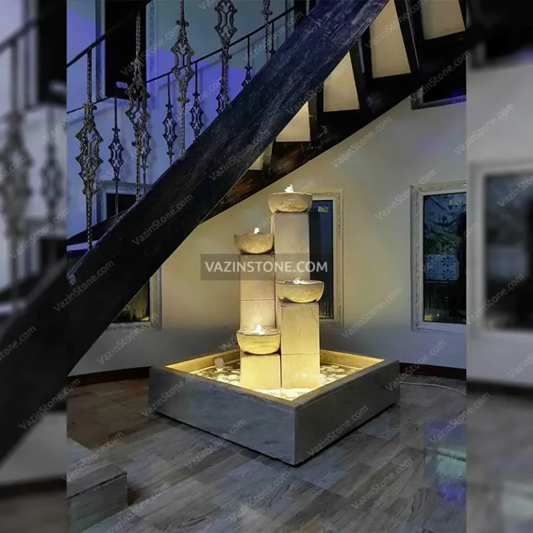 Arshia stone fountain in a lobby
