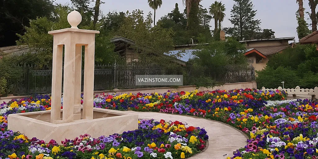 Arta stone fountain in a garden