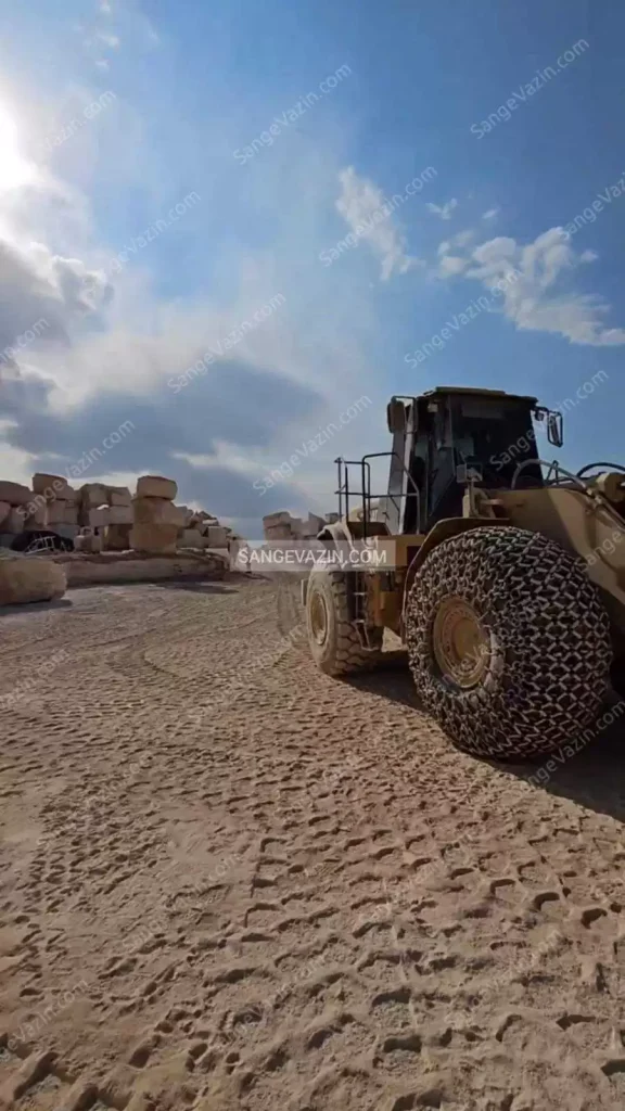 travertine stone quarry in Iran with loader