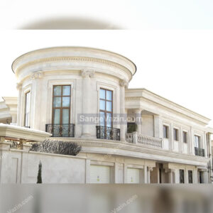white travertine stone in villa facade