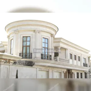 white travertine stone in villa facade