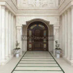 white travertine wall stone with pillar- classic frontage