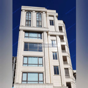 travertine stone facade cladding of an apartment