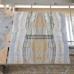 Blue marble book-match stone slab