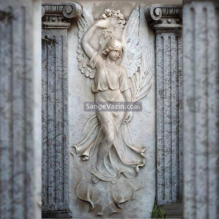 Stone angel statue on the facade