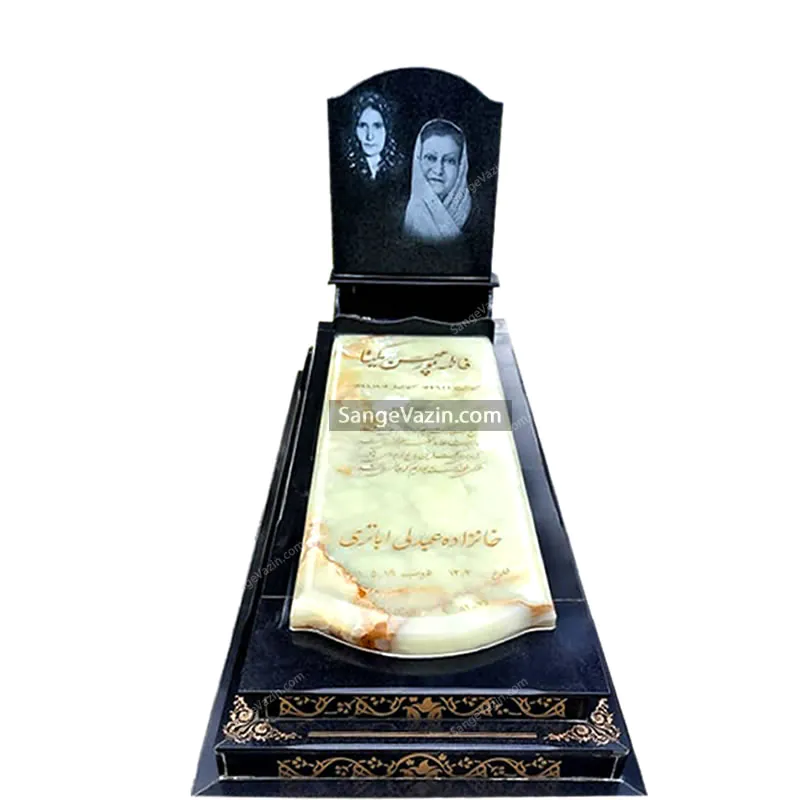 gravestone with headstone and picture on it