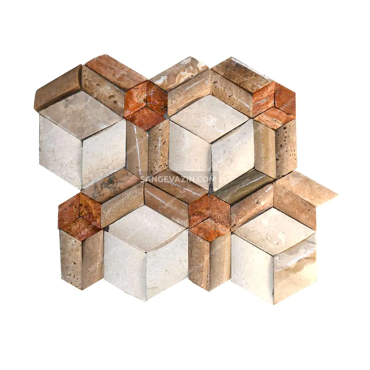 3D Orange Cream Stacked Stone - ledge panel