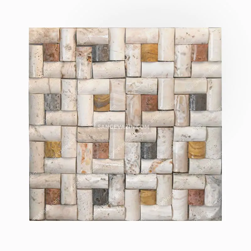Cream Plaid Stacked Stone