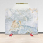 cream-blue onyx marble stone slab