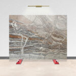 wavy brown travertine Slab