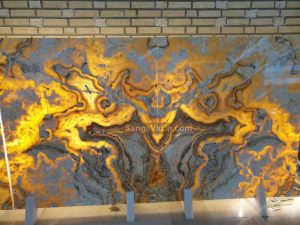 Fiery marble slabs