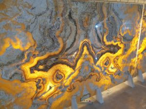 Fiery marble slab with lighting