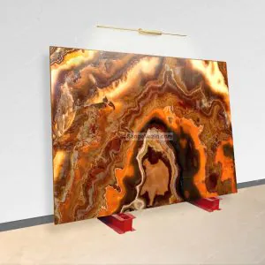 Orange-orange marble slab