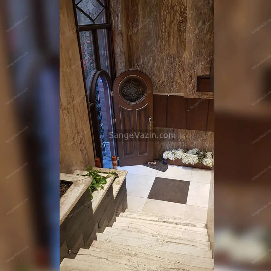 brown interior stair wall stone