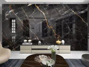 golden black marble lobby design
