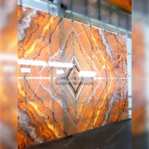 orange onyx marble bookmatch Picture