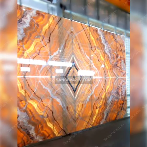 orange onyx marble bookmatched