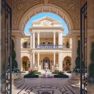 roman facade with travertine