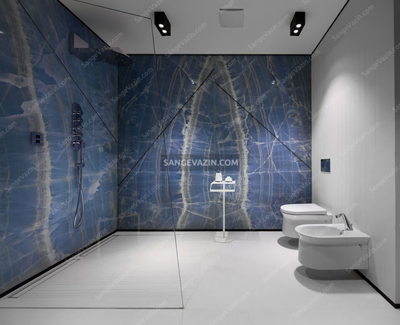 Blue marble in bathroom wall design