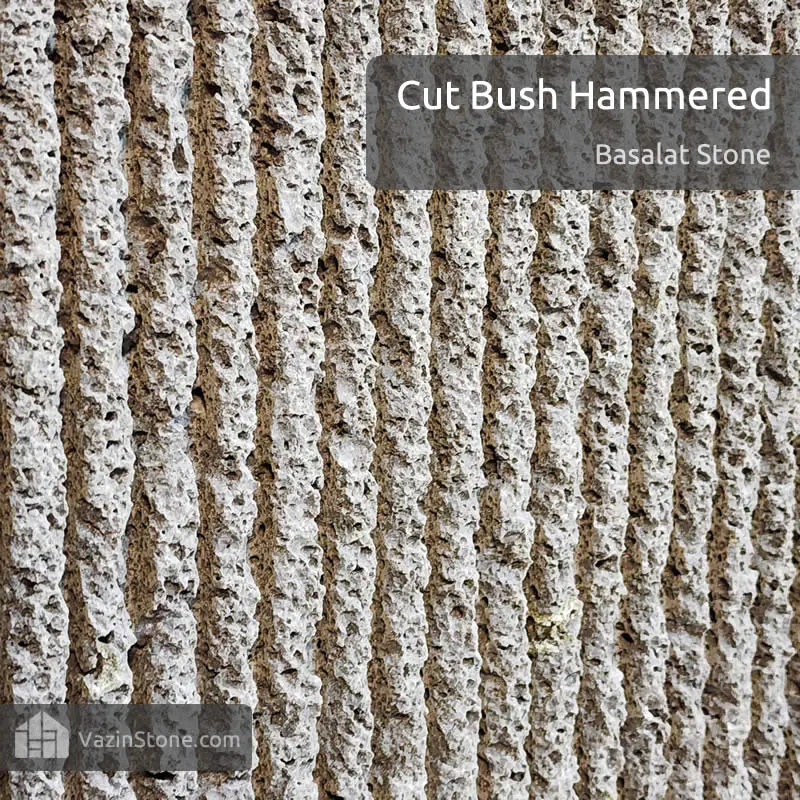 cut bush hammered finish of basalt stone