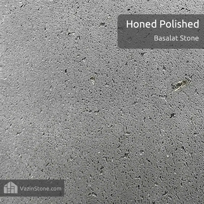 honed polished finish of basalt stone