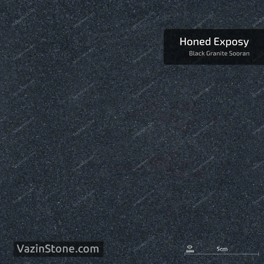 black granite honed exposy finish