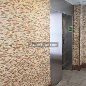 stacked stone crema brown on wall