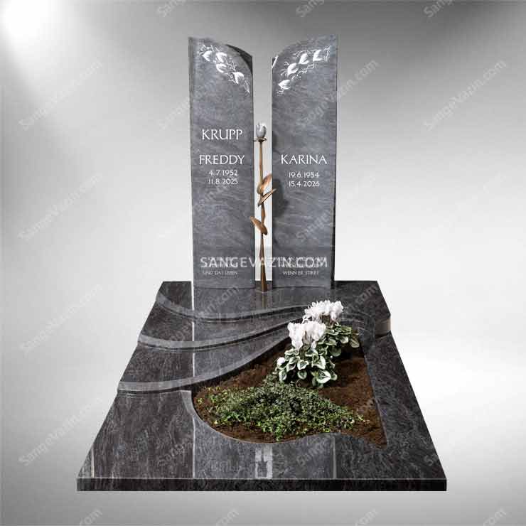 grey crystal marble (patak) couple headstone central garden