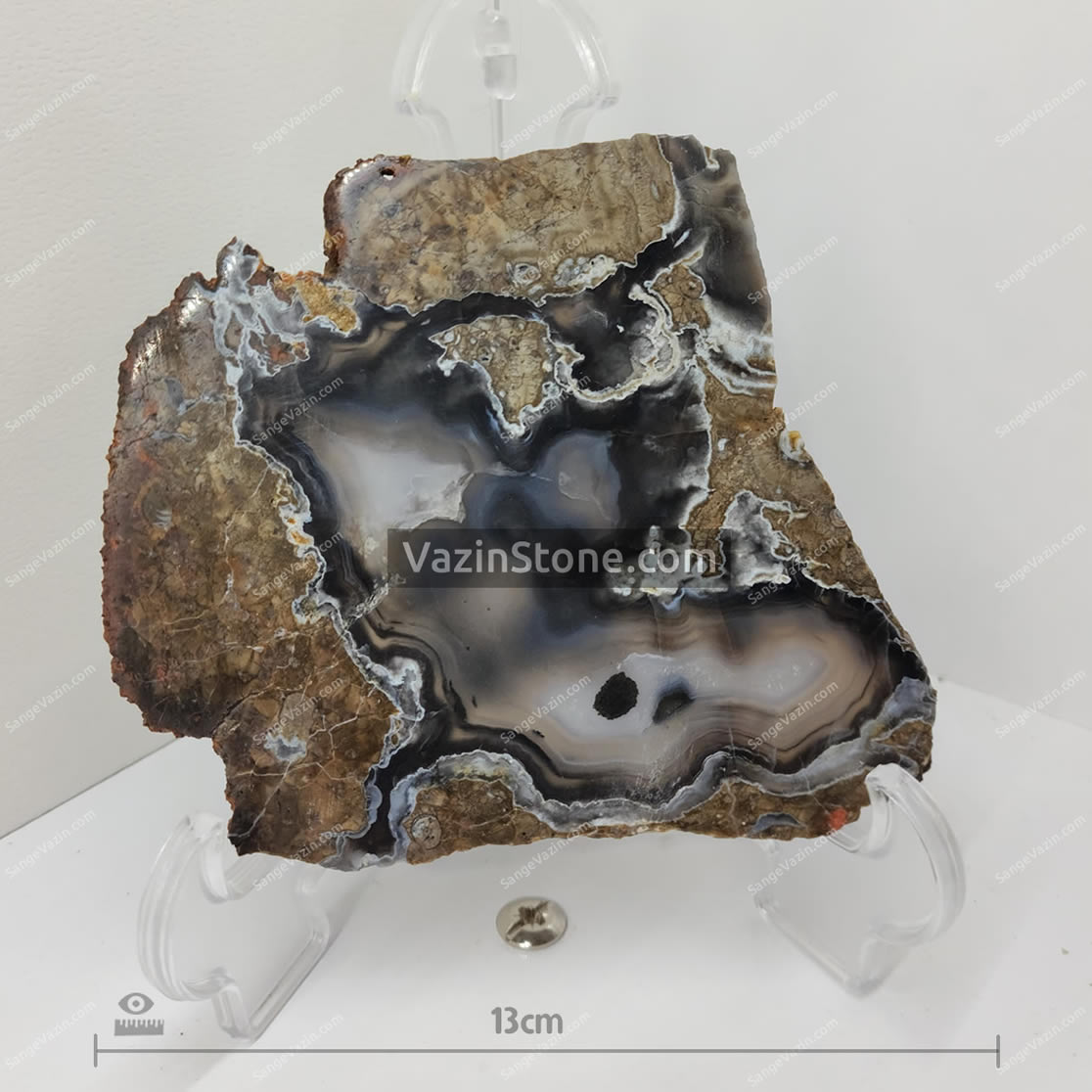 soleimani agate rough slice of iran - scale with hand