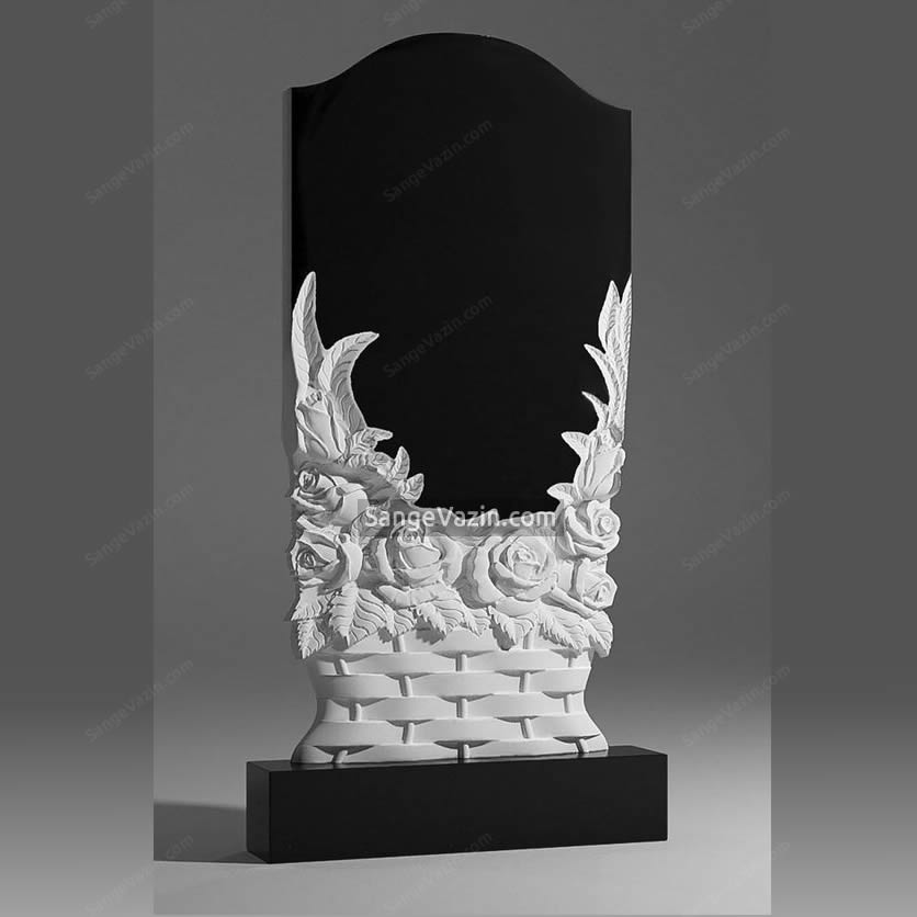tombstone black white flower basket
