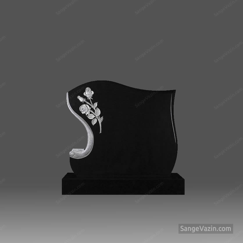 tombstone - headstone black white flower4