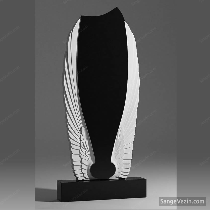 tombstone black white swan wings - monument