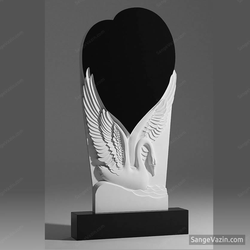 headstone black white swan model2. monument