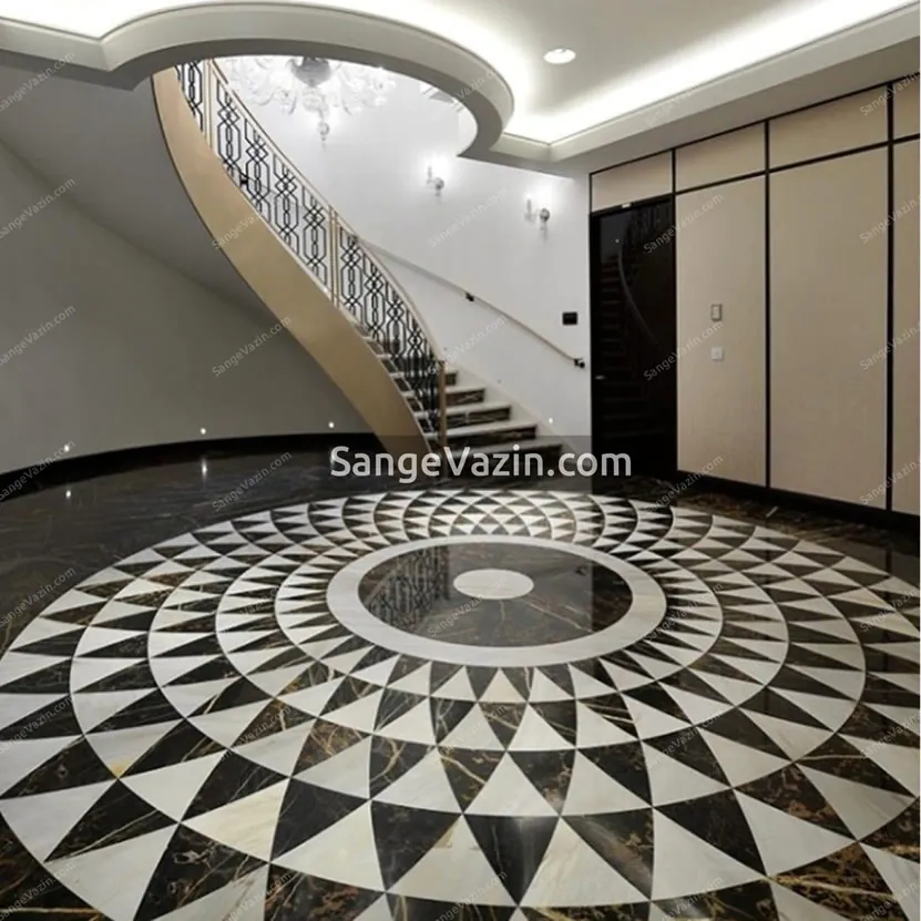 big three angles make a big circle - stone floor veneer marquetry