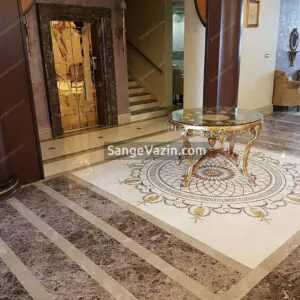 stone veneer with floor marqutery